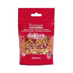 Cukrové zdobení Hvězdičky zlaté a hůlky červené Dekora (100 g)