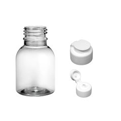 Plastová lahvička čirá s bílým dávkovacím víčkem Tera 50 ml