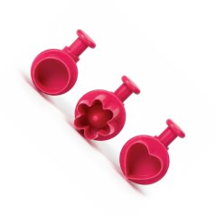 Zdobící sada na fondán - kytičky, srdíčko, kolečko 3 ks