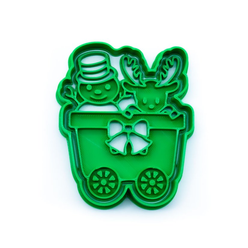 Vagónek se sněhulákem a sobem | dvoudílné vykrajovátko