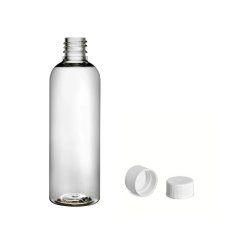 Plastová lahvička čirá s bílým uzávěrem Via 100 ml