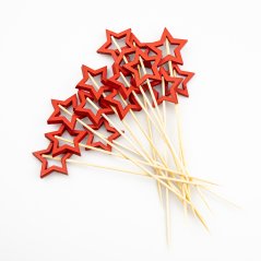 Hvězda červená vánoční dekorační zápich 12 cm