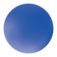 Modrá metalická dortová podložka 32 cm + 5x krajková bílá podložka