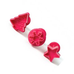 Zdobící sada na fondán - hvězda, sněhová vločka a stromeček 3 ks