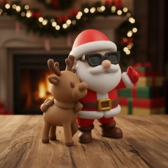 Santa se sobem 3D dekorace k vybarvení