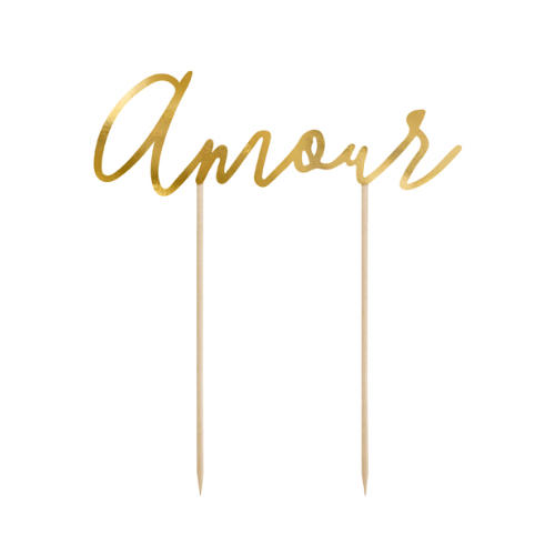 Amour - zápich na dort, zlatý, 22,5 cm
