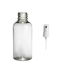 Plastová lahvička čirá s BÍLÝM kosmetickým rozprašovačem Via 50 ml