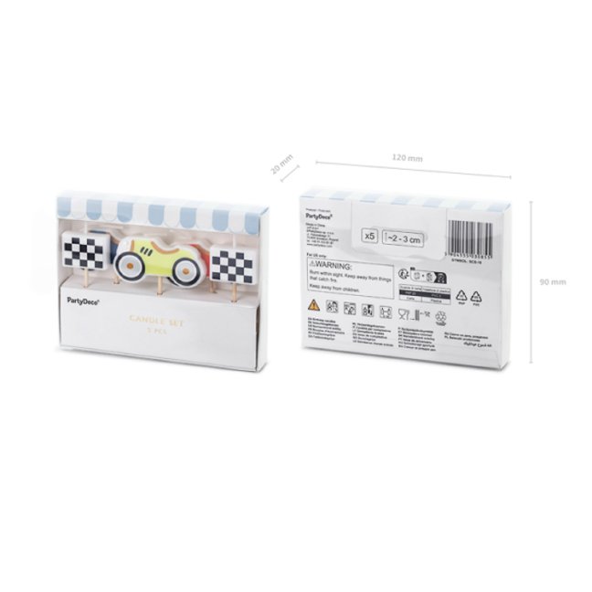Dortové svíčky - autíčka, 2-3 cm, 5 ks