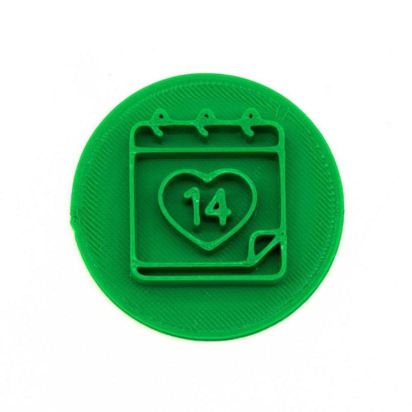 Srdce v kalendáři | razítko na těsto - Velikost: 4 cm