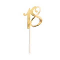 “18” - zápich na dort, zlatý, 20,5 cm