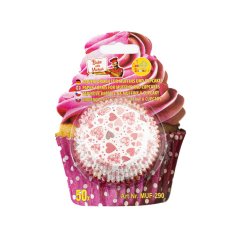 Srdce růžová | papírové košíčky na muffiny a cupcakes | 50 ks