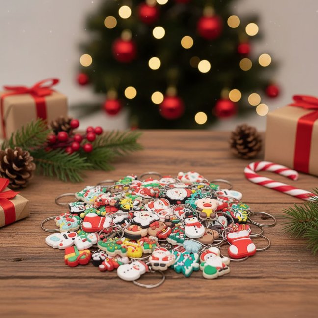 Dárky vánoční klíčenka gumová 35 mm