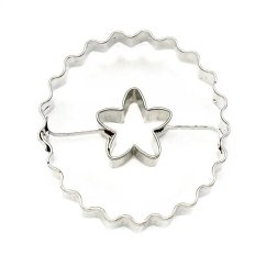 Vroubkované kolečko + pětikytička | vykrajovátko se středem