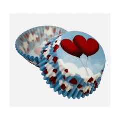 Srdíčkové balónky | papírové košíčky na muffiny a cupcakes | 50 ks