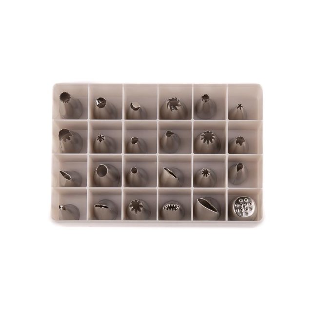 Cukrářské zdobicí trysky – 24 ks v plastové krabičce, nerez