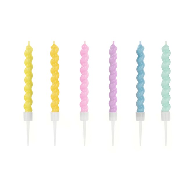 Dortové svíčky - zakroucená, 6 ks, 8,5 cm