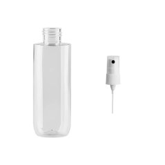 Plastová lahvička čirá s bílým kosmetickým rozprašovačem Ambra 150 ml
