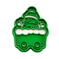 Vagónek se sněhulákem | dvoudílné vykrajovátko