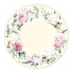 Květinová metalická dortová podložka 32 cm + 5x krajková bílá podložka