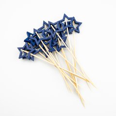 Hvězda modrá vánoční dekorační zápich 12 cm