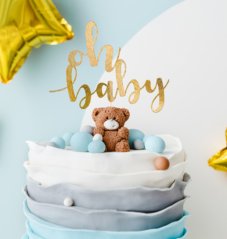 Oh Baby - zápich na dort, zlatý, 25 cm