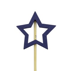 Hvězda modrá vánoční dekorační zápich 12 cm
