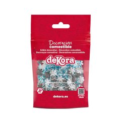Cukrové zdobení Sněhové vločky bílé a stříbrné Dekora (100 g)