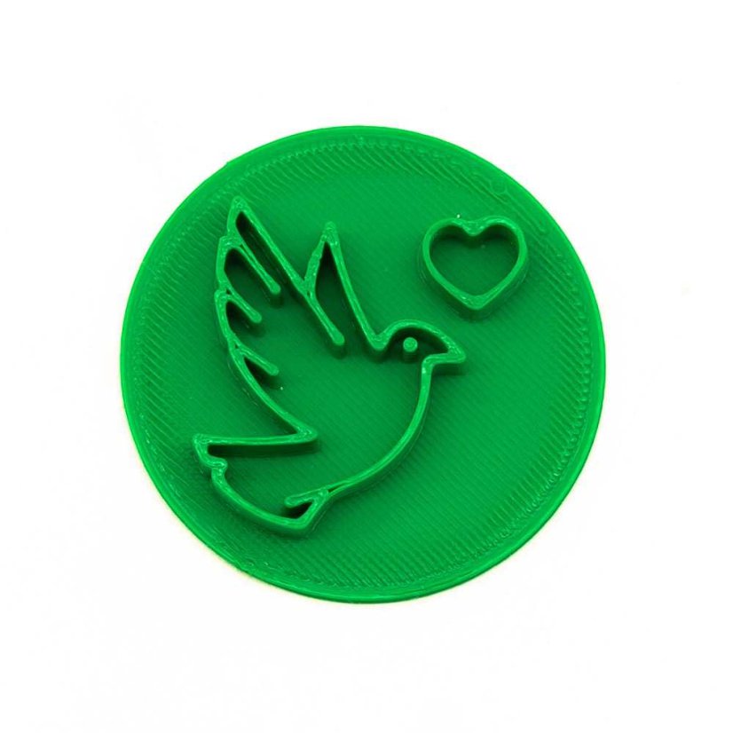 Hrdlička a srdce | razítko - Velikost: 4 cm