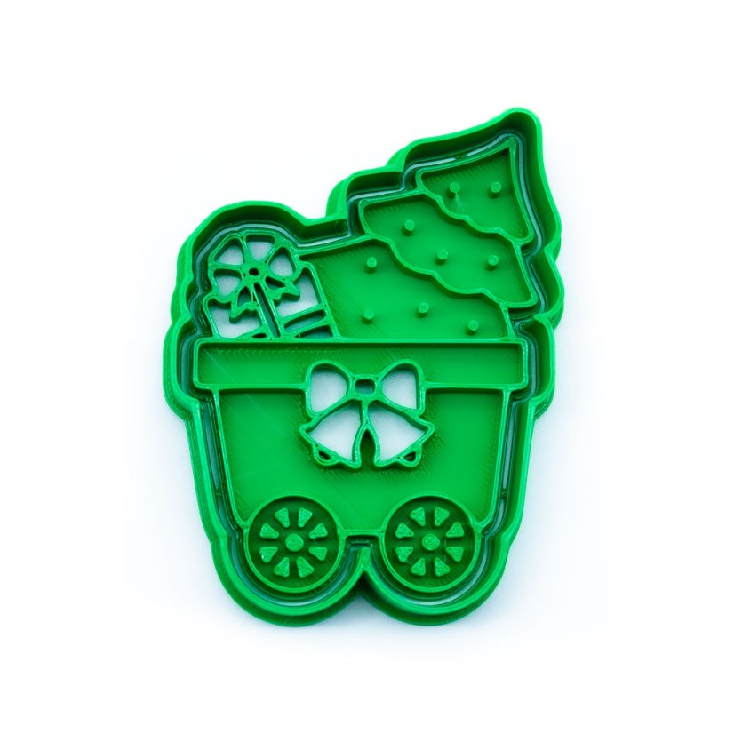 Vagónek se stromkem a dárkem | dvoudílné vykrajovátko