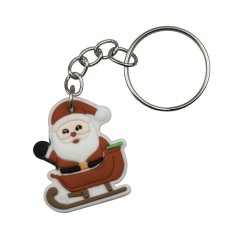 Santa v saních vánoční klíčenka gumová 35 mm