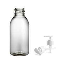 Plastová lahvička čirá s bílou pumpičkou Tera 150 ml