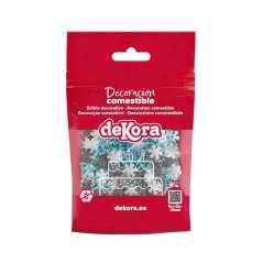 Cukrové zdobení Sněhové vločky bílé a stříbrné Dekora (100 g)