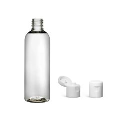 Plastová lahvička čirá s bílým dávkovacím víčkem Via 100 ml