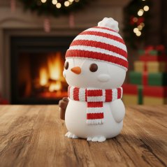 Sněhulák v kulichu 3D dekorace k vybarvení