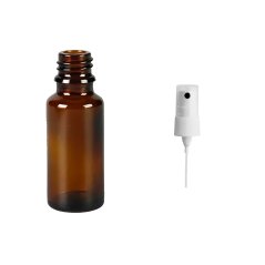 Skleněná lékovka s bílým kosmetickým rozprašovačem Luna 20 ml