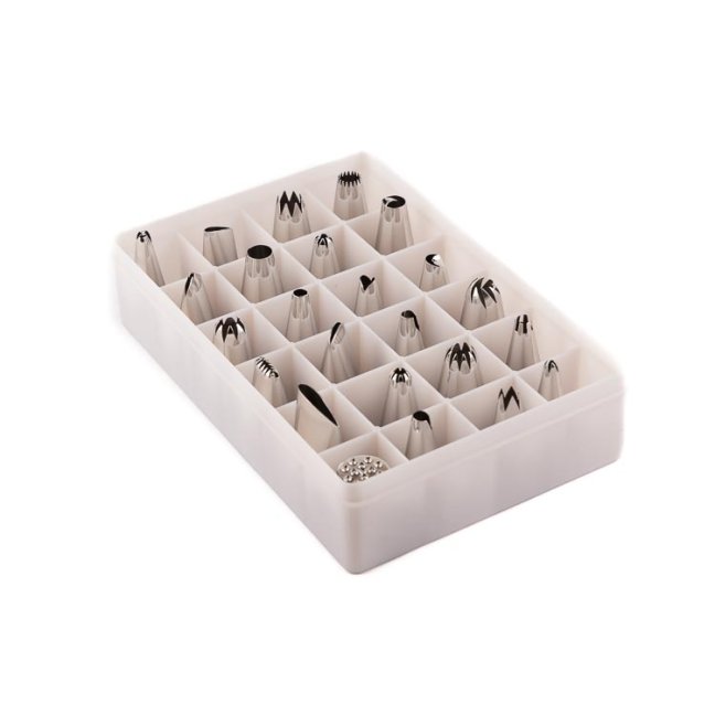 Cukrářské zdobicí trysky – 24 ks v plastové krabičce, nerez