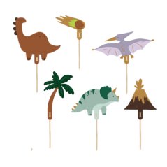 Dinosauři - zápichy na dort, mix, 8-12 cm, 6 ks