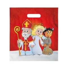 Mikulášská taška PE s Mikulášem červená 29x32x8 cm