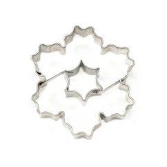 Vroubkovaná kytička + dutá hvězda | vykrajovátko se středem