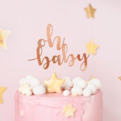 Oh Baby - zápich na dort, růžové zlato, 25 cm