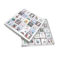 Adventní kalendář "Medvídkový růžový " 28x28x2cm