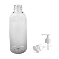 Plastová lahvička čirá s bílou pumpičkou Tera 300 ml