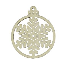 Vločka ozdoba vánoční dřevěná omalovánka 75x90 mm