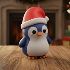 Tučňák s čepicí 3D dekorace k vybarvení