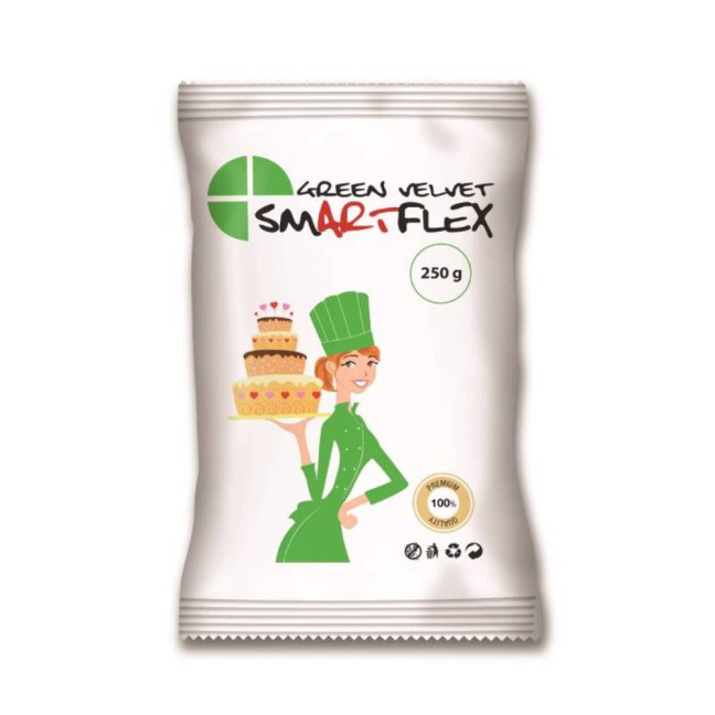 Smartflex Zelená Velvet Vanilka 250 g - potahovací a modelovací hmota