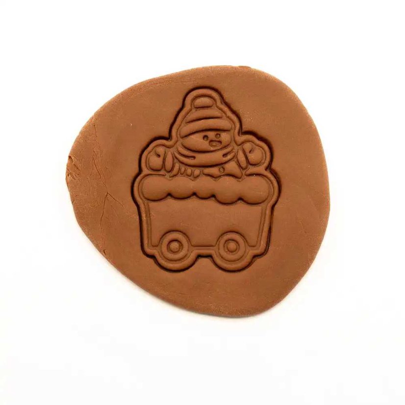 Vagónek se sněhulákem | dvoudílné vykrajovátko