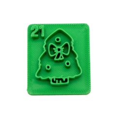 Stromek mašle s číslem 21 | razítko pro adventní kalendář