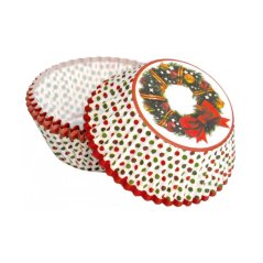 Vánoční věneček | papírové košíčky na muffiny a cupcakes | 50 ks