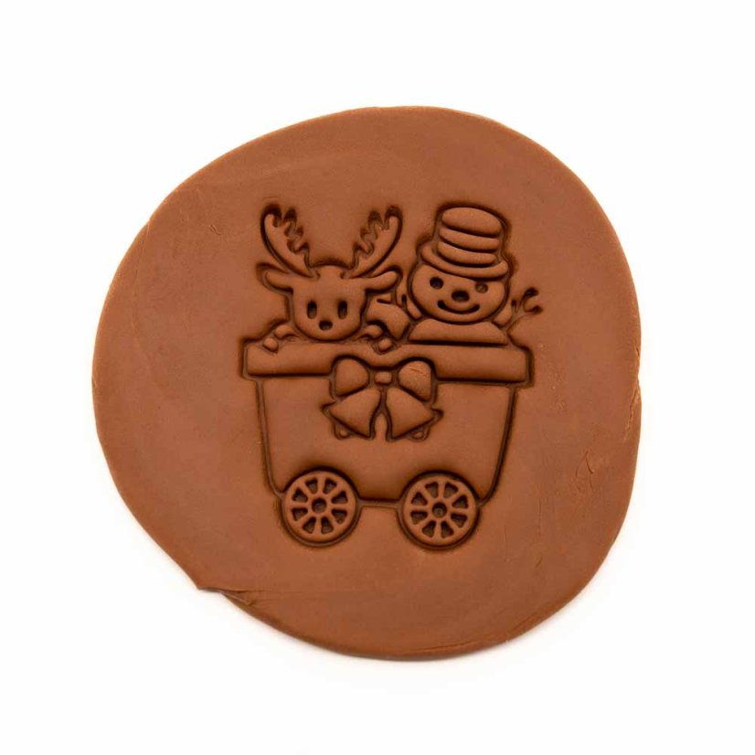 Vagónek se sněhulákem a sobem | dvoudílné vykrajovátko