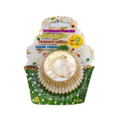 Zlatý vánoční | papírové košíčky na muffiny a cupcakes | 50 ks